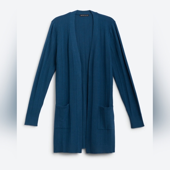 NWOT, Love Ellie, Olla Herringbone Knit Cardigan, Medium, Blue, So Soft!!! - Picture 6 of 15